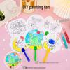 Children's DIY Cartoon Round Fan Coloring Kit