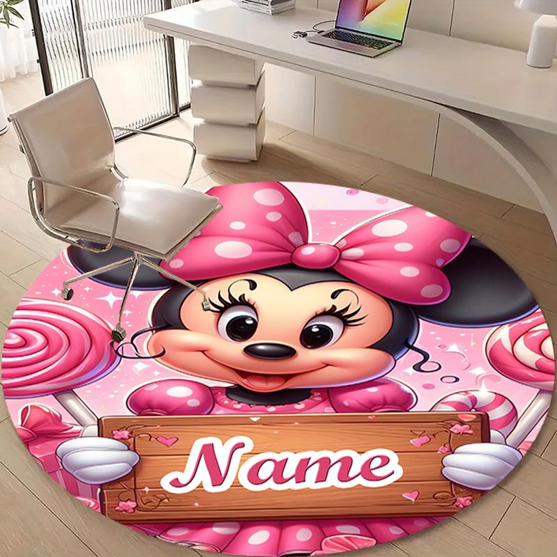 Personalized M-Minnie Round Chair Office Rug - Perfect for Mat, Office Chair & More - Ideal Gift for Birthdays and Holidays