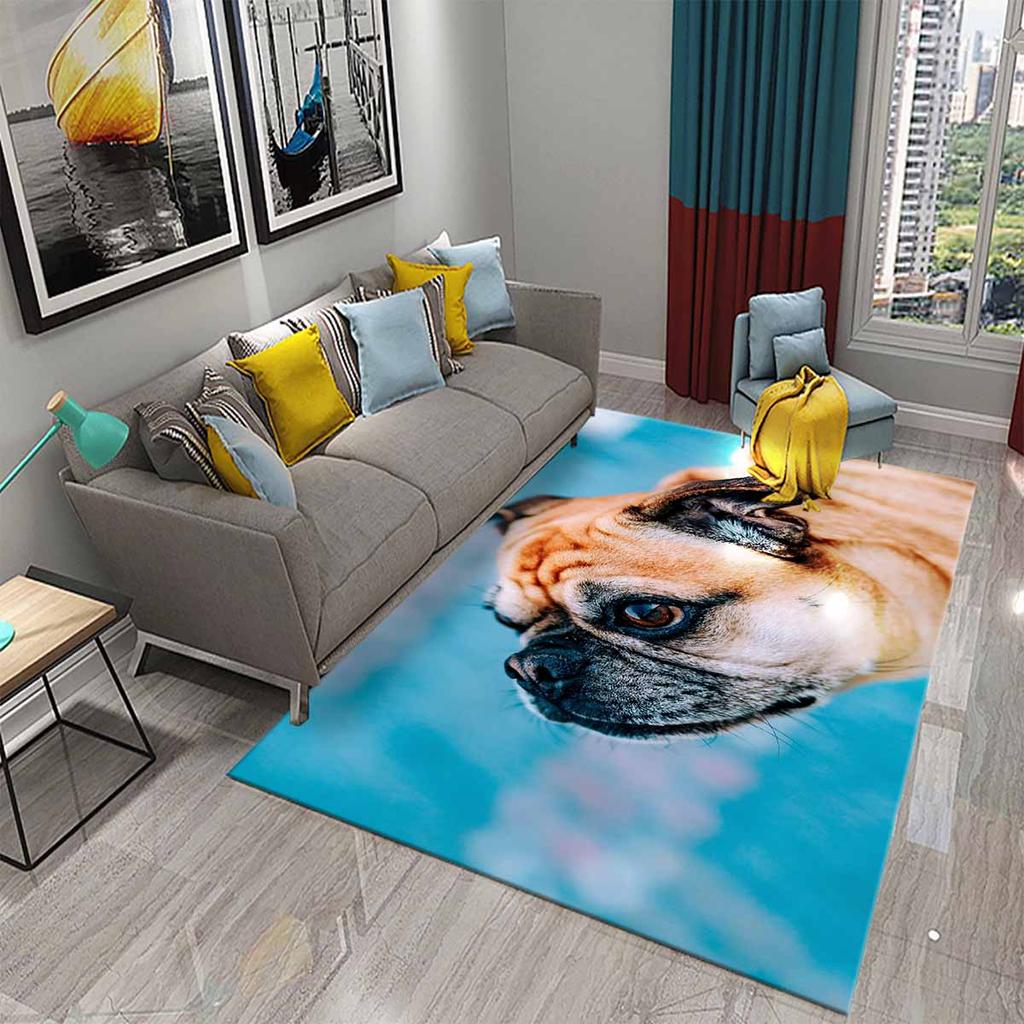 Lovely Pug Dog Water Absorption Anti-Slip Door Mat Cartoon Cute Animal Carpets Bedroom Rugs Decorative Stair Mats Home Decor