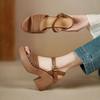 Women's Summer New High Heel Peep Toe Sandals Thick Sole Non Slip Leather Hollow Out Block Heel Buckle Strap Modern Sandals
