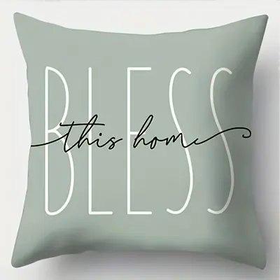 Home Decor Welcome Home And Bless This Home Pillows Pattern Cushion Cover Suitable For Sofa Bedroom Car Pillow Cover