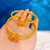 Vietnamese Gold Filigree Open Bow Bangle for Women - Xiaohongshu Influencer Style Bracelet, Perfect Gift for Besties