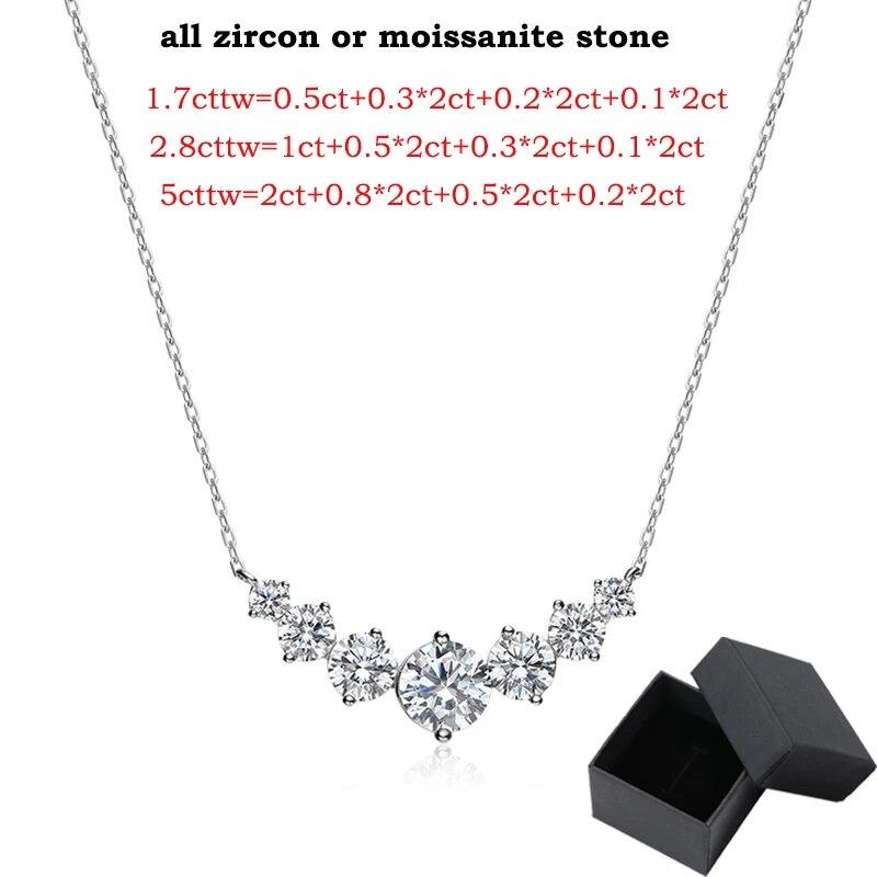New 1.7-5CTTW All Moissanite Necklace for Women Smile Princesses Sparkling Diamond Pendant S925 Sterling Silver Plated PT950
