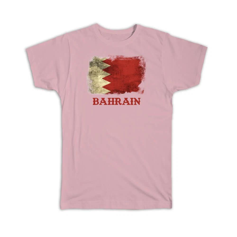 Gift T-Shirt : Bahrain Bahraini Flag Distressed Asia Asian Country Souvenir L