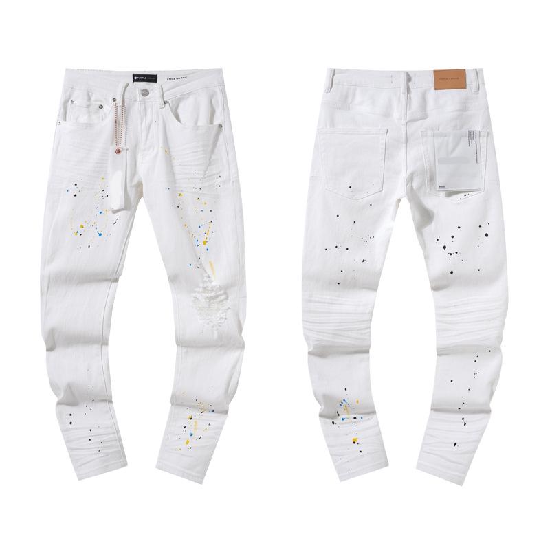 European and American Purple Slim Men's Trendy Light Luxury Elastic Jeans