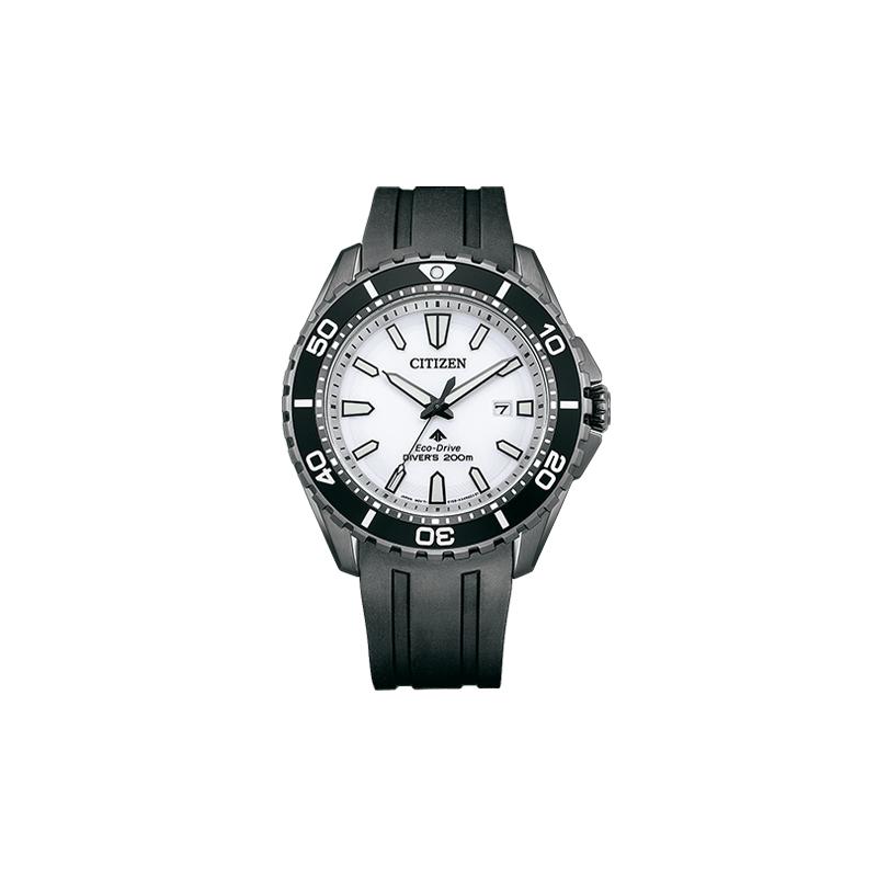 CITIZEN 200 meters waterproof, solar Quartz, PU strap, , men s watch, white dial BN0197-08A белый