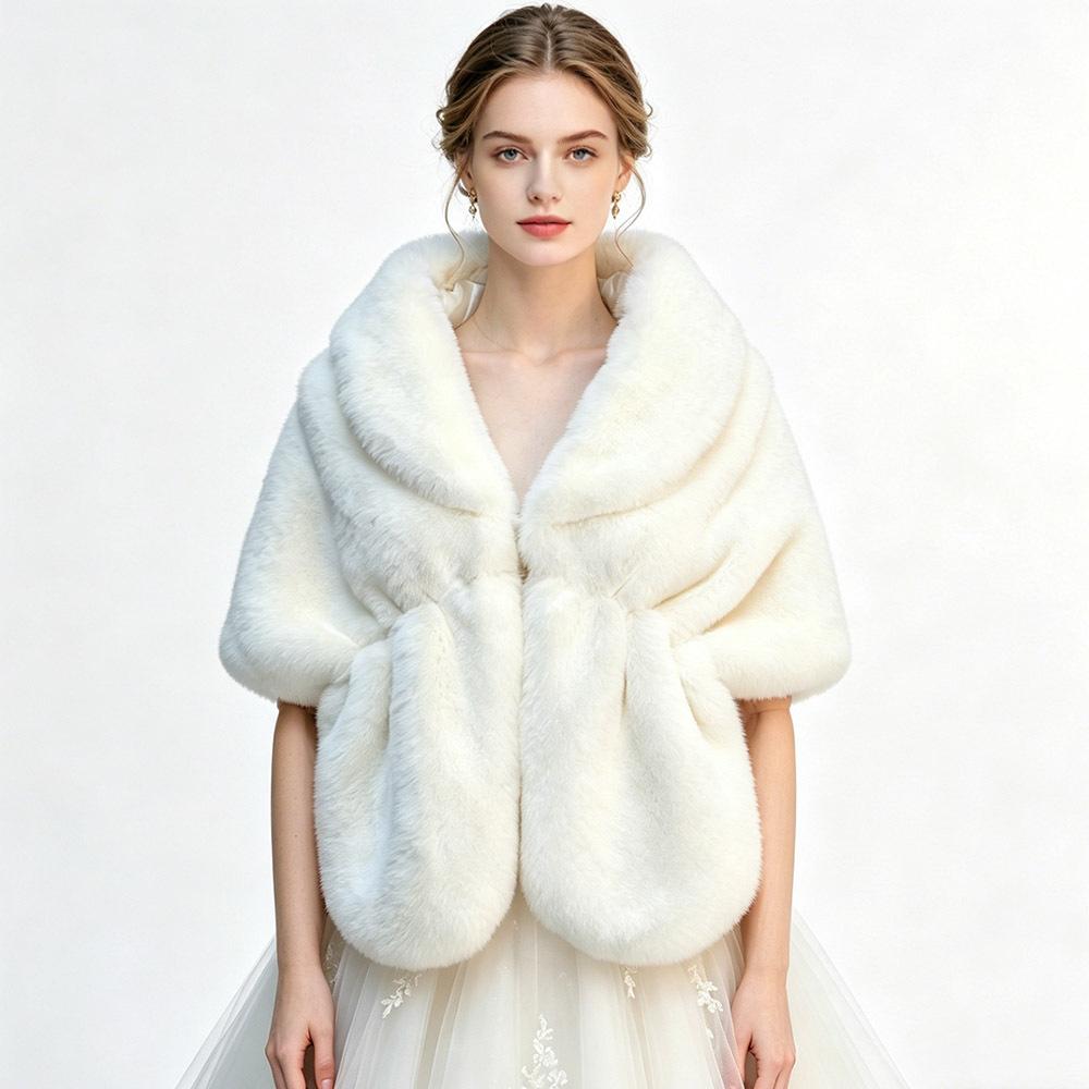 Imitation fur shawl lapel bridal cheongsam autumn and winter Rex rabbit hair cape spot elegant celebrity shoulder