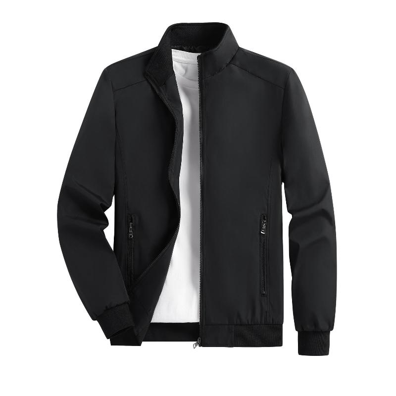 Men's Spring and Autumn Thin Casual Jacket Solid Color Stand Collar Cardigan Jacket Men's Outdoor Sports Casual Versatile Top