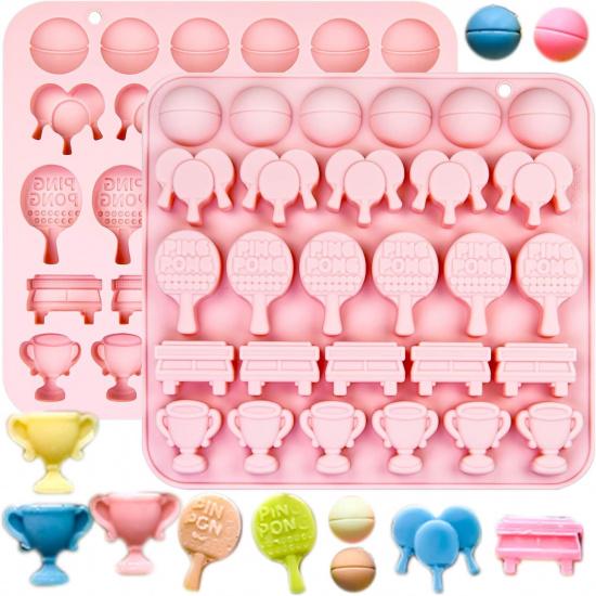 2 Pack Golf Ball Chocolate Molds 32 Cavities Golf Ball Sports Silicone Ice Cube Molds Golf Bags Shirts Golfer Shapes Mould for Chocolate Candy