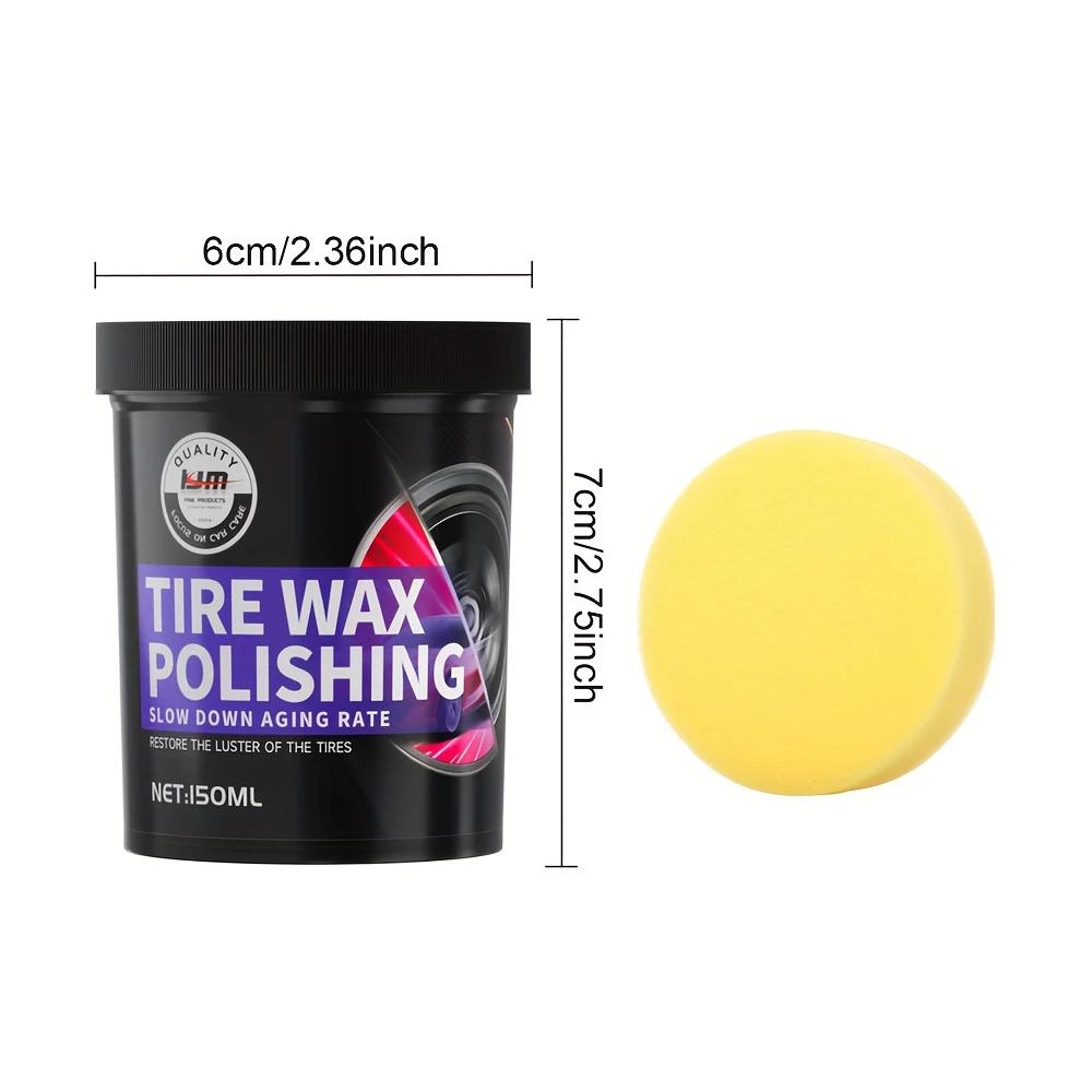 Long-Lasting 150ml Black Tire Wax Polish - Universal Rubber & Plastic Restoration with Applicator Sponge