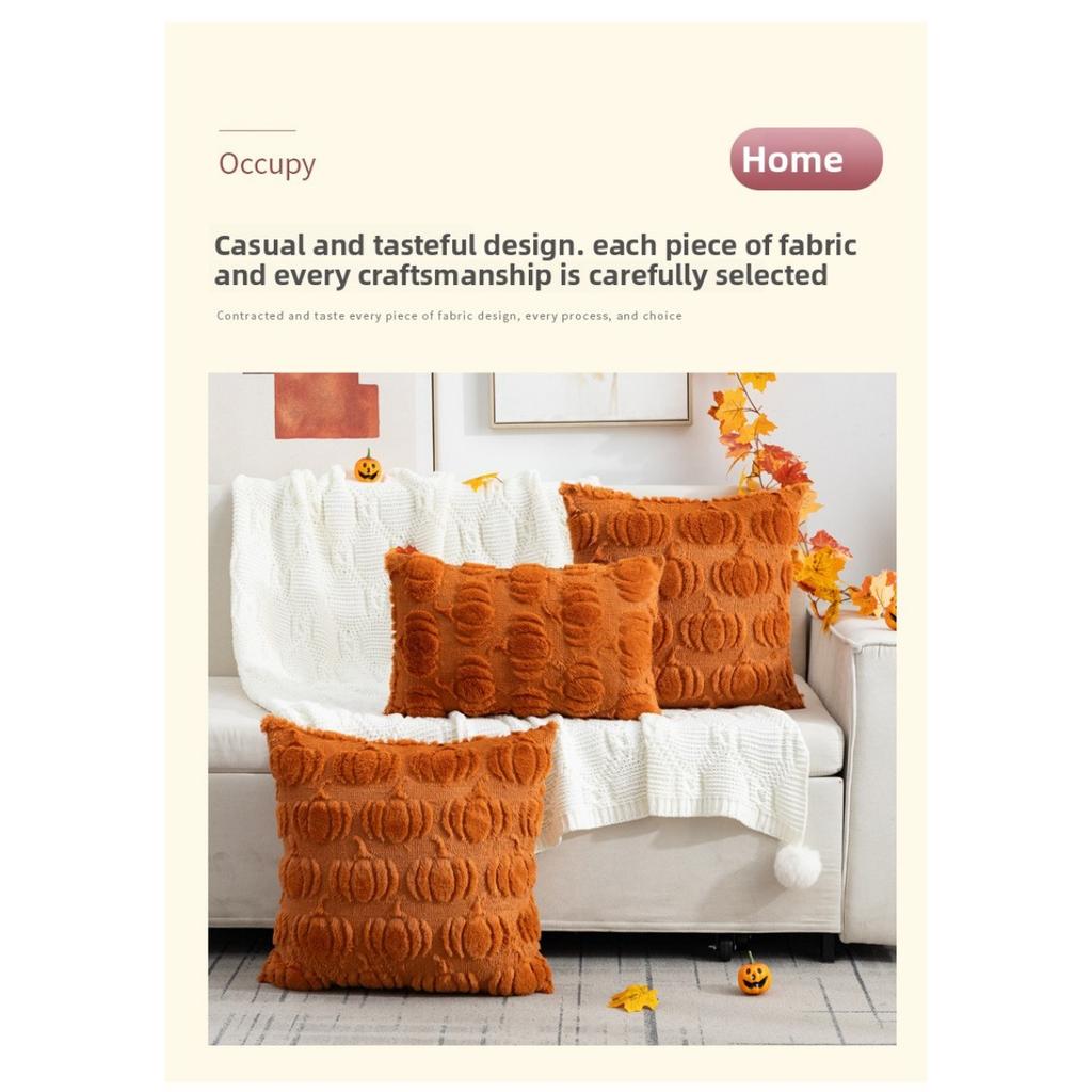 2/1pcs Autumn Pumpkin Throw Pillow Covers - Soft Plush Jacquard, Zipper Closure,  Pumpkin Design,  - Cozy Fall Decor for Sofa & Bedroom