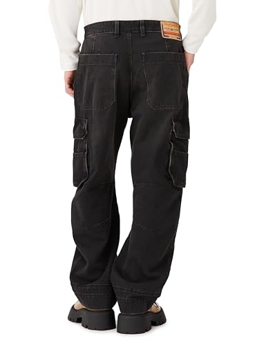 Diesel Men's D-FISH-CARGO Loose Straight Denim, Size 36, Black, Size 02, A133380KIAG