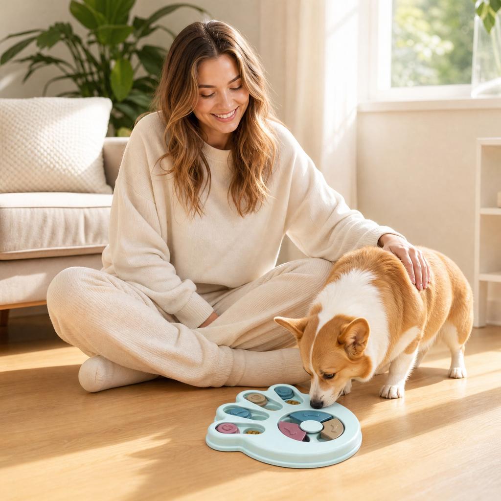 Dog Slow Feeder Bowl Interactive Puzzle Toy for Hiding and Slow Eating