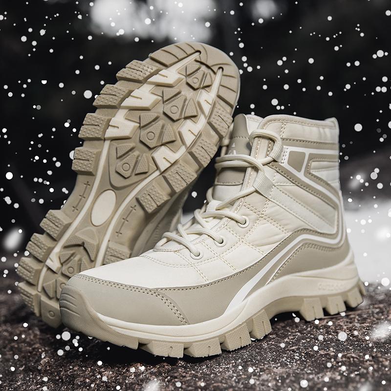 Fashion Men Winter Snow Boots Super Warm Men Hiking Boots High Quality Waterproof Leather High Top Big Size Men's Boots Outdoor Sneakers