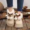 Soft Thick Bottom Furry Snow Boots Women 2025 Winter Chunky Platform Fluffy Fur Ankle Boots Cute Plush Ball Bowknot Cotton Shoes