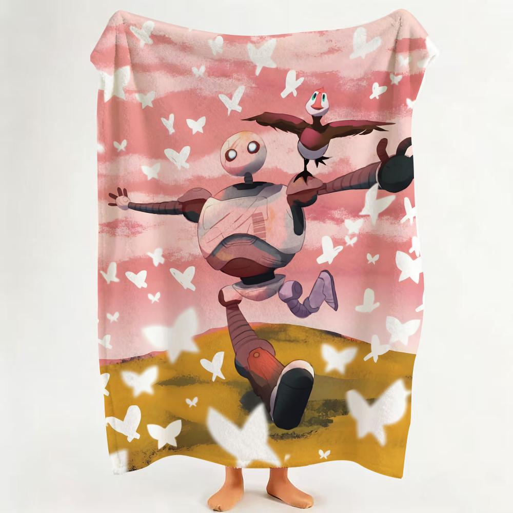 Movie T The W Wild R Robot Throw Flannel Throw Blanket Suitable for Sofa Living Room Bedroom