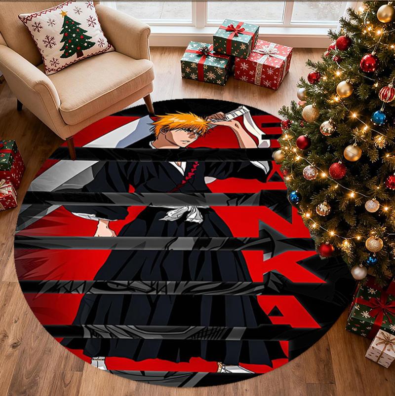 BLEACH Pattern Round Rug, Indoor/Outdoor Mat, for Picnic, Gameroom, Bedroom, Office, Living Room, Home Decor Carpet, Birthday Gift