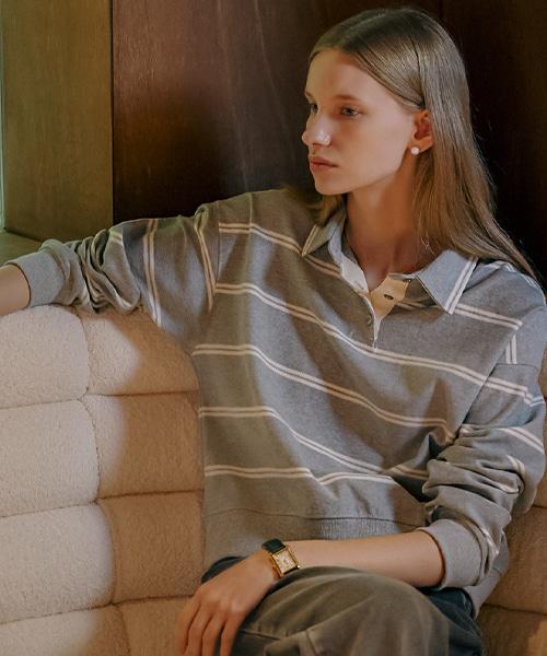 Tilaidai Double Stripe Collar Mtm_Gray
