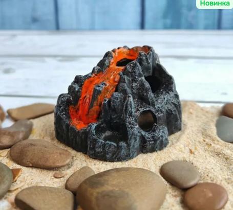 

Aquarium Volcano Ornament Resin Rock Formation Fish Tank Decoration with Cave Design for Aquatic Landscape and Reptile Habitat One Size
