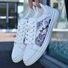 Newest White Men Shoes Fashion Ink Painting Men Sneaker Casual Young Leather School Shoes Designer High Quality Skateboard Trainers