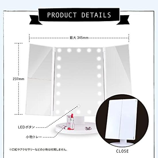 Schminktisch Tischplatte Schauspielerin 22 mit LED Tischplatte Schönheit LED Schminkspiegel Vergrößerungsständer Batterie USB Tischspiegel Spiegel, Spiegel, Dreifachspiegel, Spiegel,