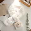 Puppy bow plush scarf female rounded corner embossed girl autumn and winter scarf Korean version student warm neck cover scarf