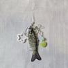 Sturdy Resin Fish Ornament With Metallic Star Embellishment Graceful Tassels Pendant Decoration for Daily Casual Use