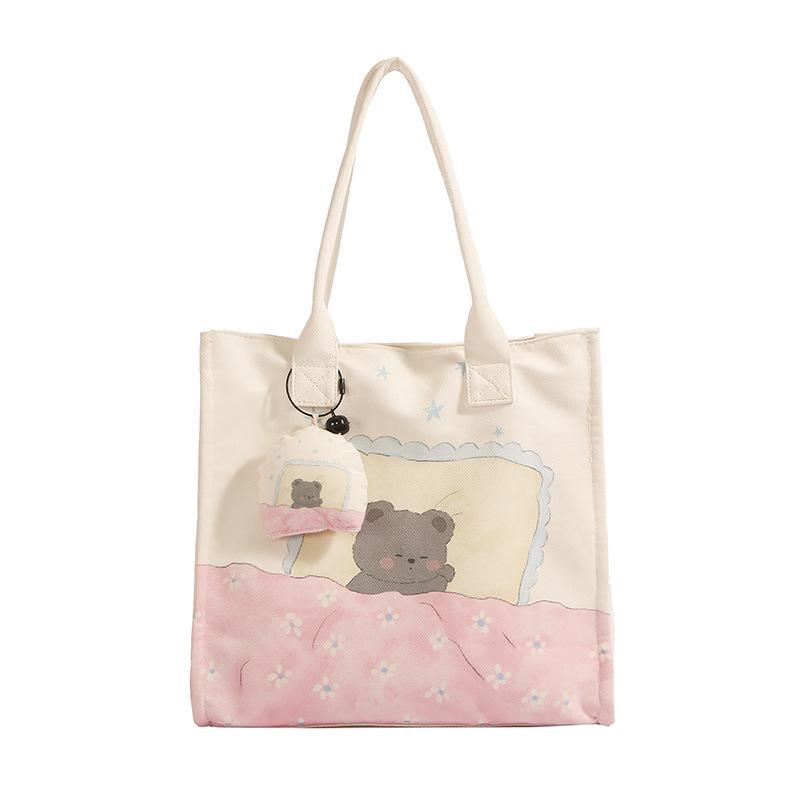 Large Capacity Japanese Korean Style Cute Graffiti Canvas Crossbody Bag for Students