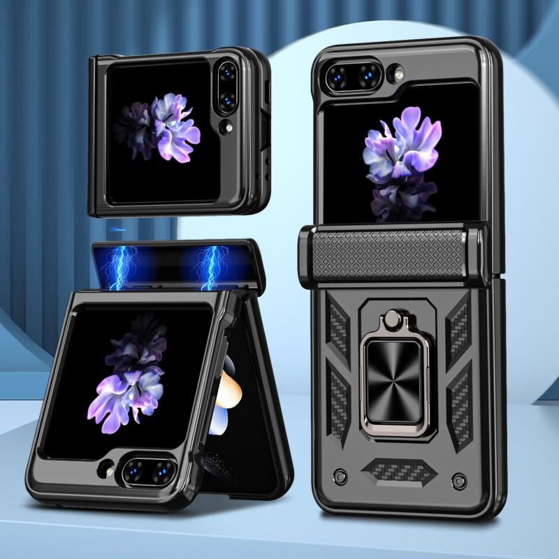 Magnetic Snap-On Phone Case With Kickstand Ring Galaxy Z Flip8 Flip7 Flip6 Flip5 Full Coverage PC Back Cover