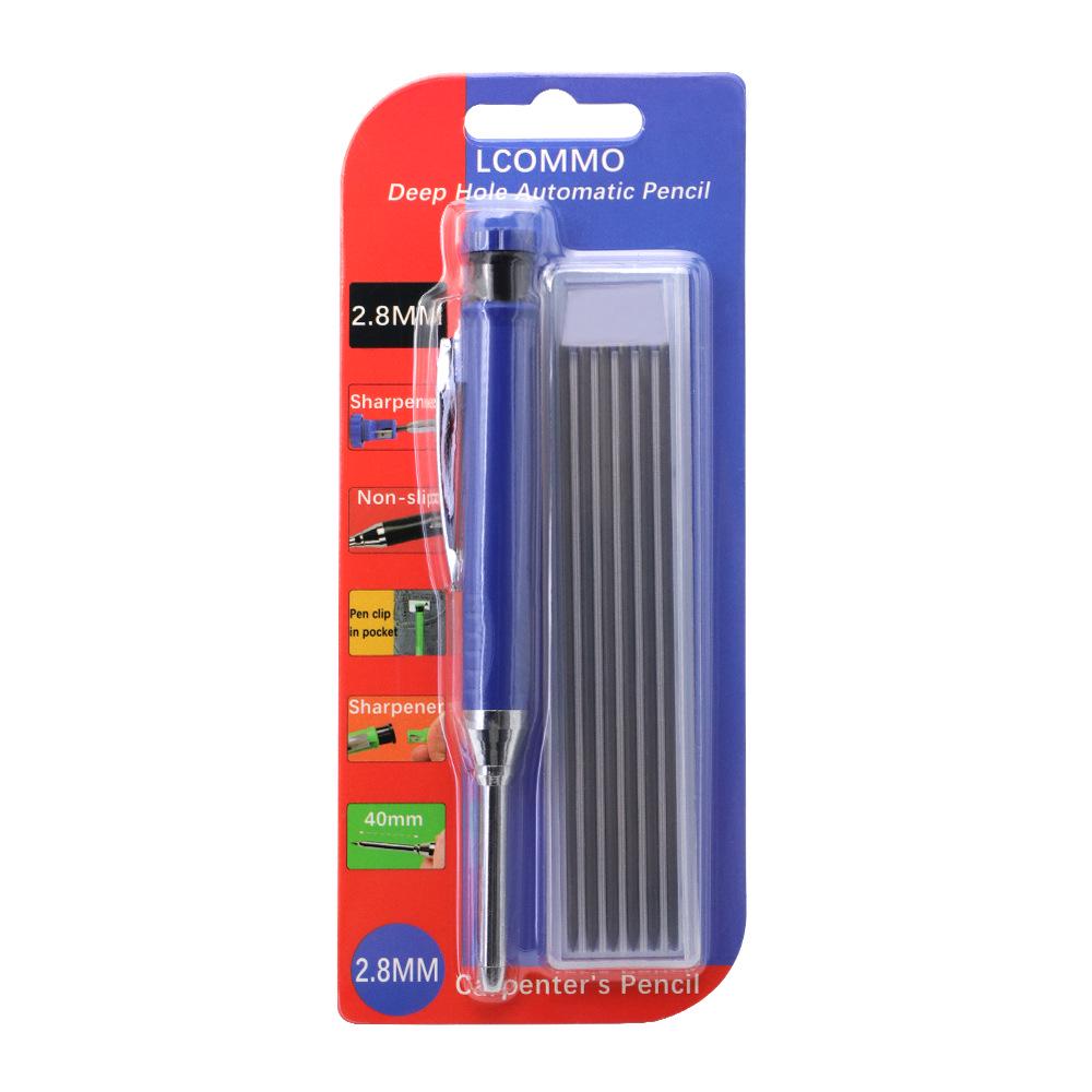 Professional Long-Head Metal Woodworking Pencil with 2.8mm Graphite Lead