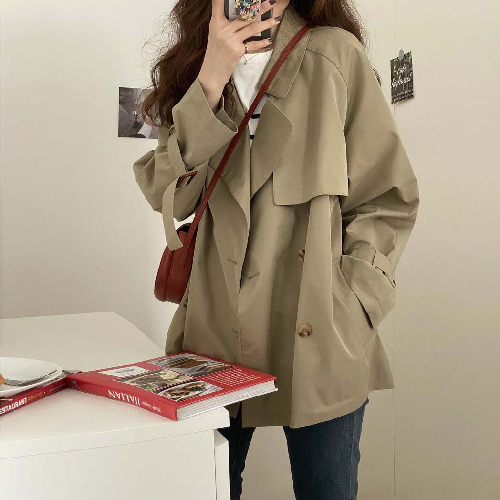 Wiosna Jesień Casual Trench Coat dla kobiet Pasek Luźna Kurtka