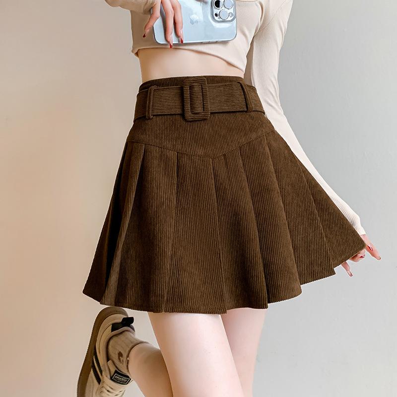 Short Pleated Skirt for Women In Autumn and Winter New Safety Pants Skirt for Small Person with High Waist Slim A-line Short Skirt