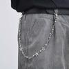 Hip Hop Punk Rock Metal Perlenhose Taillenkette für Herren, Sternmuster Jeans Gürtelkette Schlüsselanhänger, Vintage Mode Schmuck
