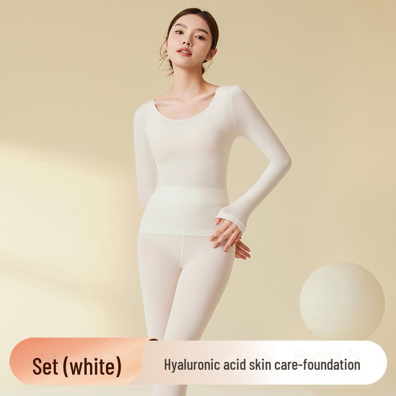 

Ультратонкий невидимый комплект термобелья с гиалуроновой кислотой для женщин - увлажняющий базовый слой на осень One Size белый