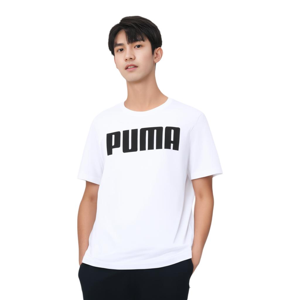 Puma Letter Round Neck Breathable Comfortable Casual Sports Short Sleeve T-Shirt Men T-Shirts White 671259-02