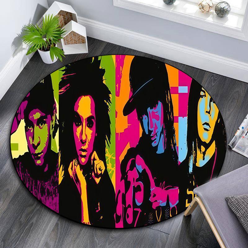 Tokio Hotel pattern round rug,Carpet Rug for Living Room Bedroom Playroom ,Non-slip Floor Mat,Holiday Gifts and Birthday Gifts.