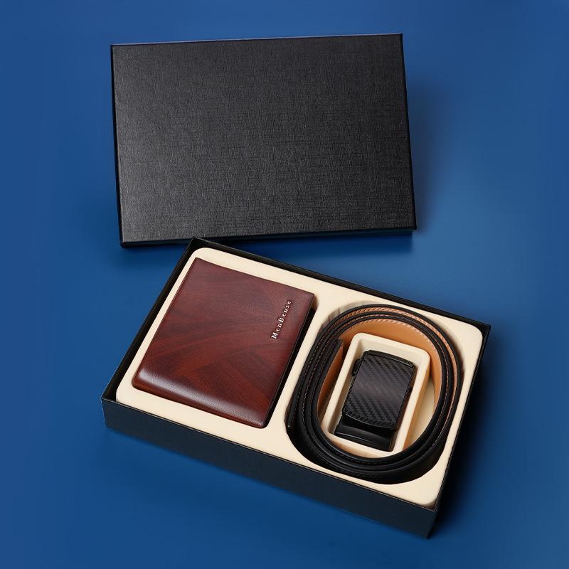 

Мужской набор кошелек-ремень с автоматической пряжкой, ремень для брюк, кошелек, подарочная коробка высокого класса для бизнеса 130cm