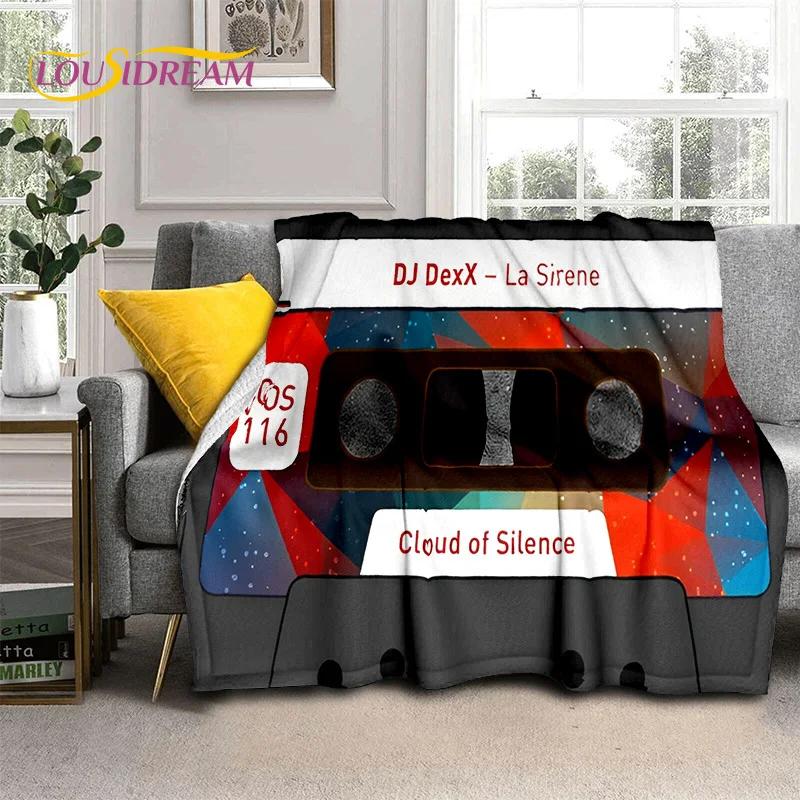 Padrão de Fita Cassete de Música Retrô Manta 3D, Manta Macia para Casa Quarto Cama Sofá Piquenique Viagem Escritório Cobertura Manta Criança