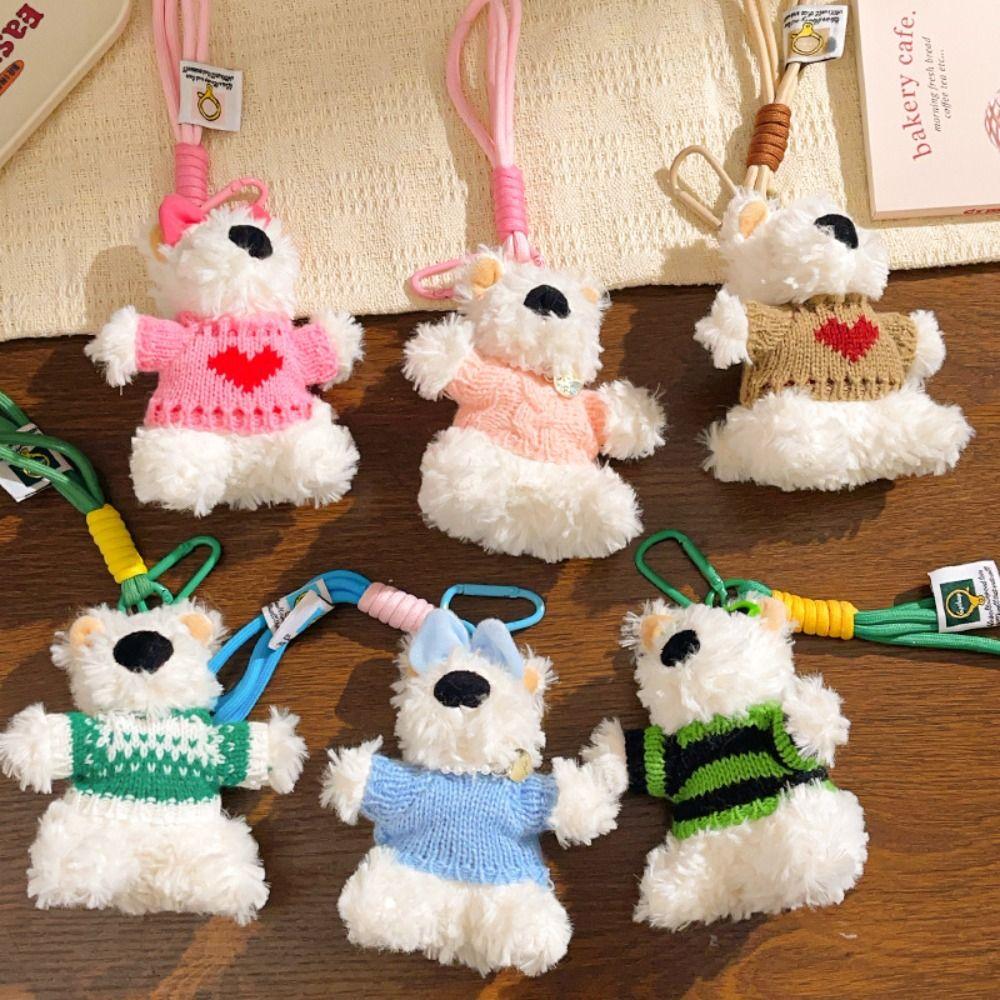 Stuffed Plush Puppy Doll Keychain Anti-lost Plush Dog Hanging Pendant  Bag Pendant