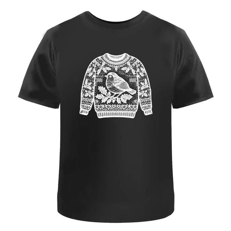 

Christmas Jumper With Robin Cotton T Shirt Ta047378 - Men s Summer Cotton Graphic Tee S разноцветный
