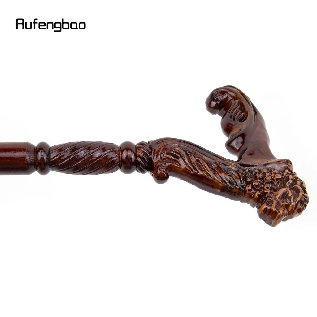 Lion Brown Wooden Fashion Walking Stick Decorative Vampire Cospaly Party Wood Walking Cane Halloween Mace Wand Crosier 93cm