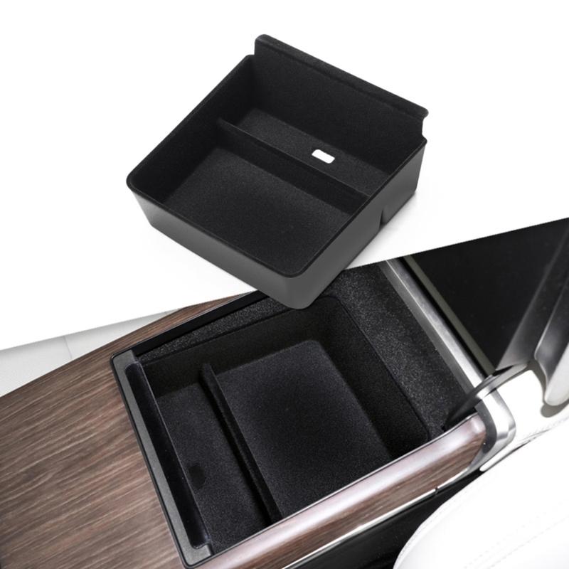 Flocking Center Console Organizer Tray For Tesla Model S Model X Plaid/Long Range 2021-2023 Armrest Center Console Storage Box