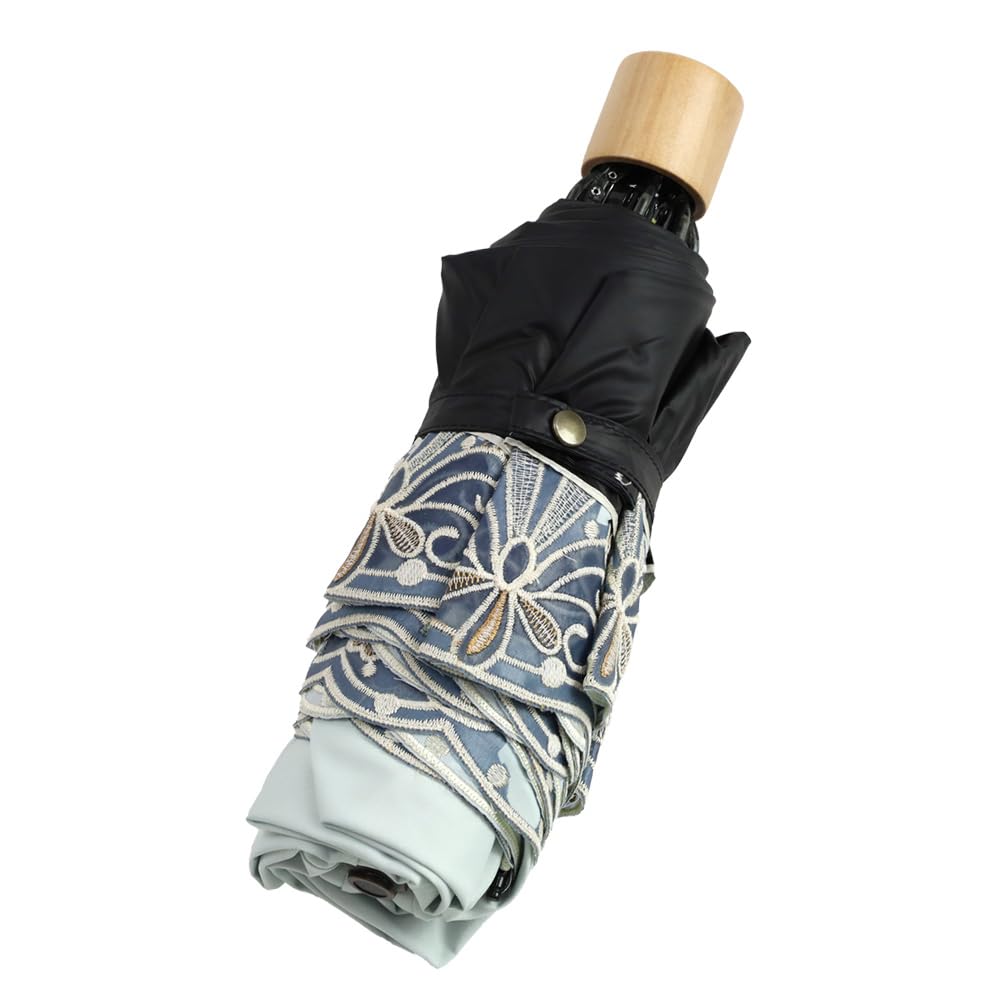 Chinoiserie Modern Folding Parasol for Light UV Suitable for Sun and Cutwork Floral and Bird Embroidery Women, First-Class Blocking, Protection, Rain,