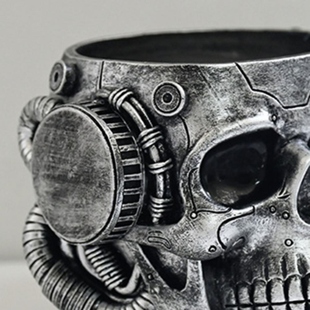 Style Flower Pot Resin Skull Planter with Drainage Hole for Home Office Decor Steampunk Skull Flower Vase Halloween Day