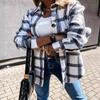 Autumn and Winter Loose Casual Retro Plaid Long Sleeved Shirt Jacket for Women