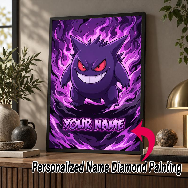 Personalized Gengar Diamond Art Custom Name 5D Diamond Painting Full Drill DIY Craft