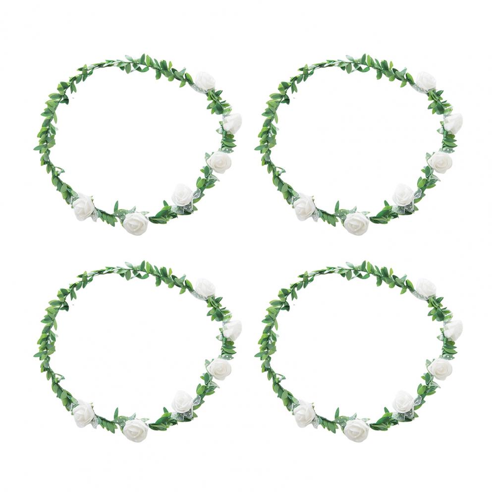 4Pcs Rose Flower Crown Bride Floral Hair Wreath Headband Garland Women Girls Hair Accessories Wedding Party Headwear