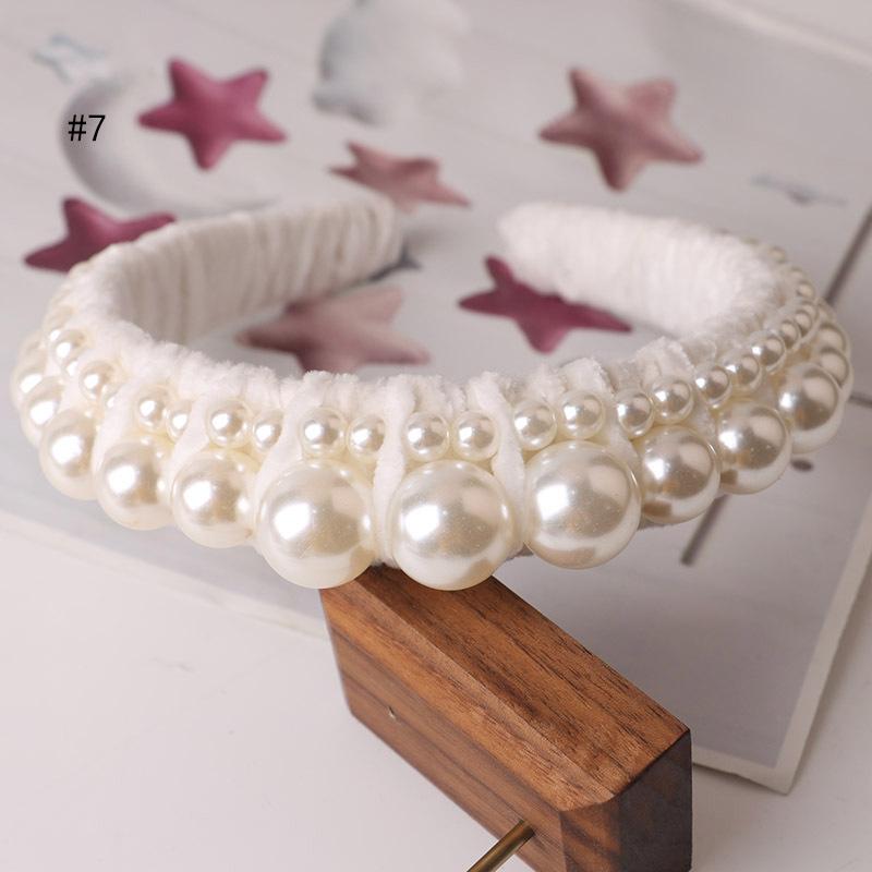 Baroque Vintage Pearl Glass Beads Bow Headband Fashion Hairbands Full Rhinestone Sponge Hair Band Hair Accessories