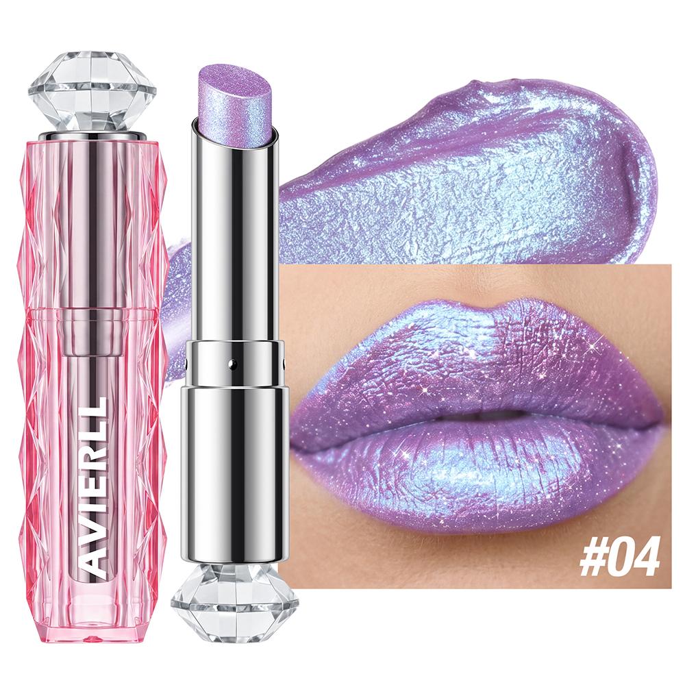 Holografische Gepolariseerde Lipstick Sterren -Veranderende Metallic Diamant Lip Stick Langdurige Glans Lip Vrouwen Make-up gray
