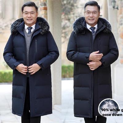 Winter Goose Down Jacket for Middle-aged and Elderly Men Long Warm Thick Winter Coat Large Size